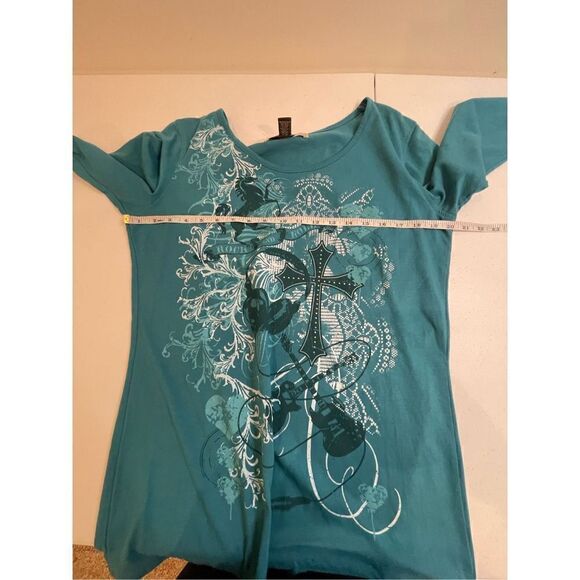 Bit & Bridle women’s too long sleeve bluish embellished - Picture 3 of 6